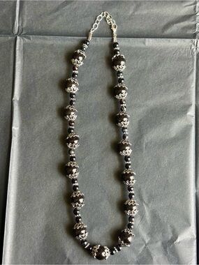 Vintage Style Elegant Black Beaded Statement Necklace